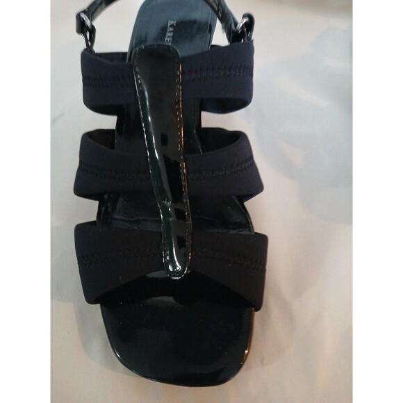 Karen Scott Fae Black Patent Heels Womens 6M New Open Toe/ Stretch Strappy - Picture 9 of 16